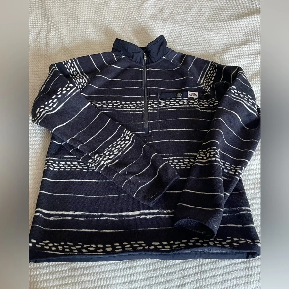 The North Face Printed Gordon Lyons 1/4 Zip Fleece Jacket Navy Men's small